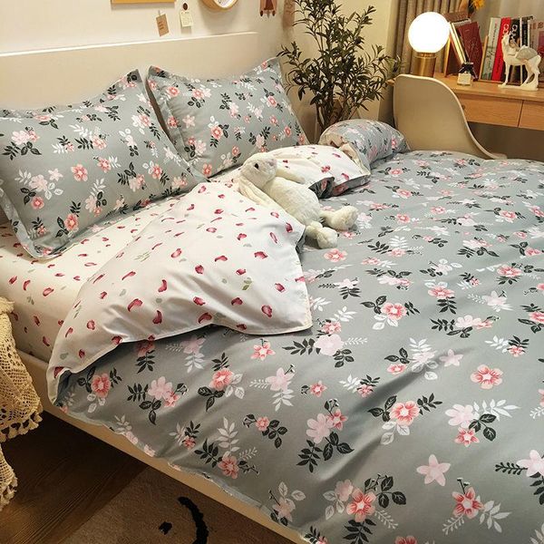 

bedding sets flowers duvet cover flat sheet pillowcase girls boys bed linen gird king single full size set 2021 arrival