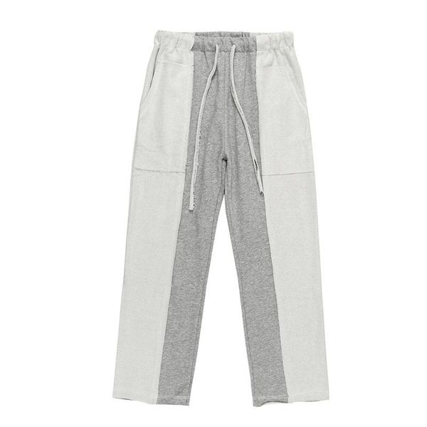 

iefb high street trend splicing straight causal pants men's elastic waist loose sports pants for couple sweatpants 2021 9y5932, Black