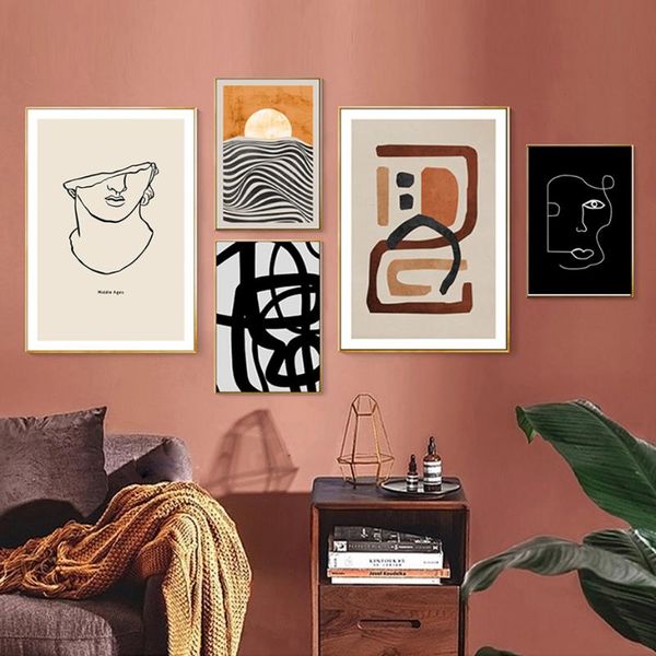 

paintings trendy abstract geometric canvas interior wall art poster and print vintage pictures for living room home decorations