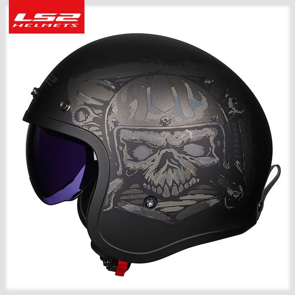 Of599 Open Face Motocicleta com virar viseira e lavável pad interior Vintage Retro Casco Moto LS2 Capacete ECE