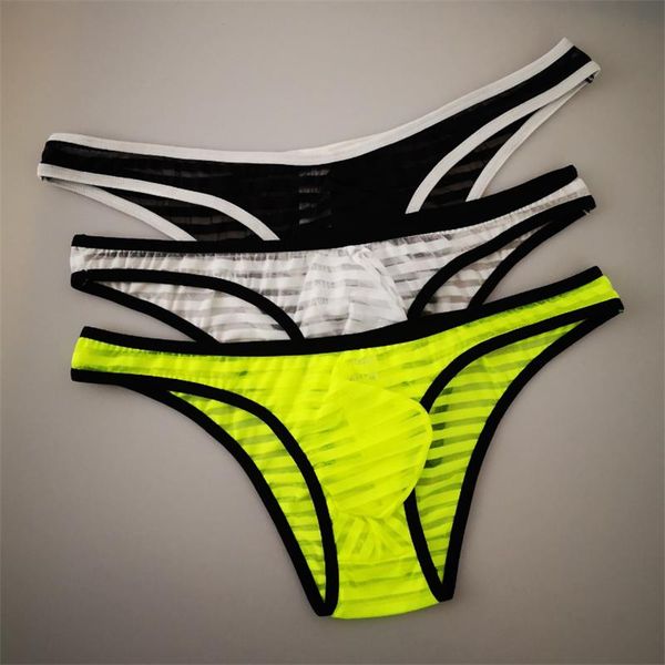 

underpants men's breathable mesh small briefs male transparent half-pack buttock narrow waist tight-fitting underwear, Black;white