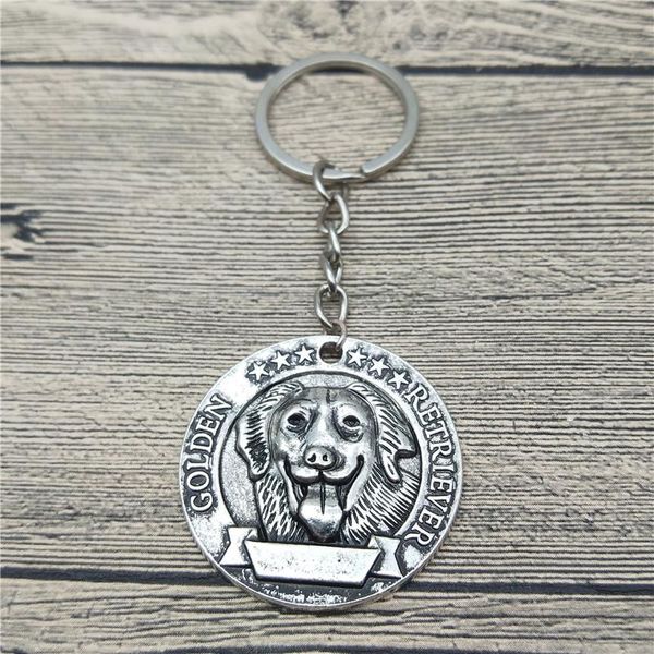 

keychains trendy retro golden retriever key chains fashion pet dog jewellery keychain bag keyring for women men, Silver