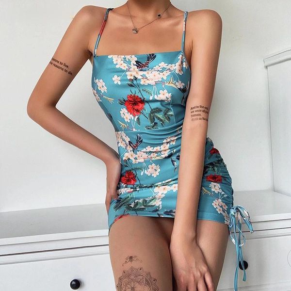 

summer sleeveless backless bandage dress retro flower elegant party club bandage mini bag hip skirt chinese fashion dress, Black