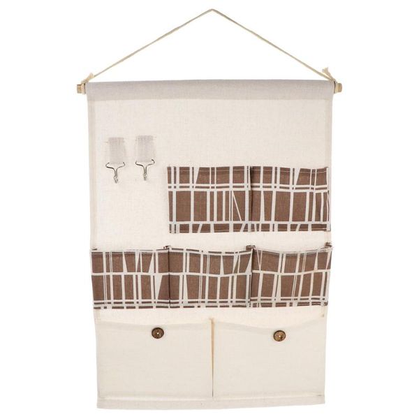 

clothing & wardrobe storage cotton and linen door hanging bag wall 7 pockets organizer pouch (2 hooks)