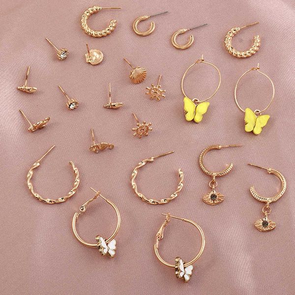 

ez3347 fashion jewelry personalized creative eyes shell set small butterfly earrings, Silver