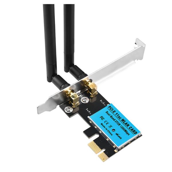 

hubs 2.4ghz wireless 1200mbps wifi adapter pci-e network card pci-express for pc deskwindows 10