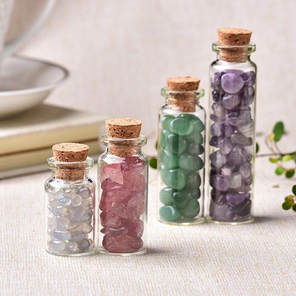 

decorative objects & figurines 1pc natural crystal glass wishing bottle healing stone polished stones lucky drifting birthday gifts ornament