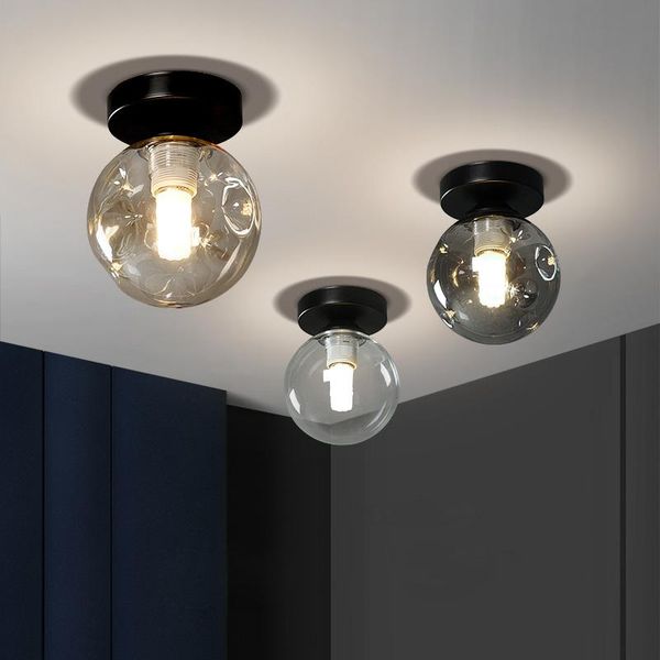 

7w led ceiling light fixture home decor lamp e27 bulb glass lampshade hallway