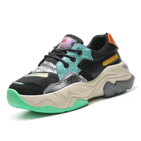 

Casual Shoes For Women Ins Trendy Thick Soled Sports Shoes Breathable Chunky Sneakers Light Leisure Ladies Platform Footwear, Gray