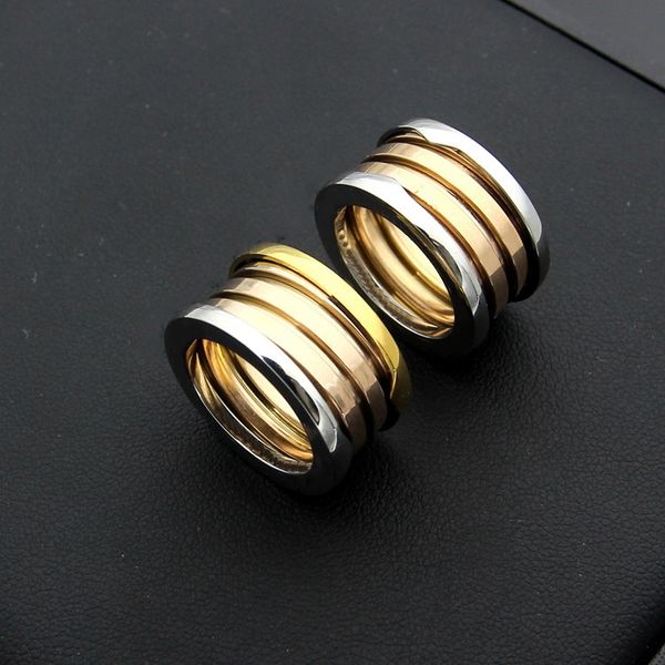 

europe america fashion men lady women titanium steel engraved b letter mixed color springs ring rings size us5-10, Golden;silver