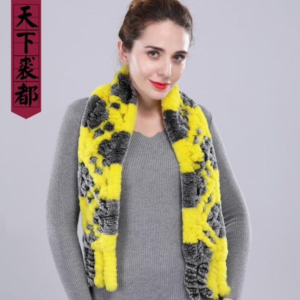 

scarves women real rex fur scarf with tassel winter warm soft lady genuine muffler plaid brand quality, Blue;gray