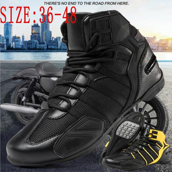 

cycling footwear motocross boots microfiber racing shoes anticollision anti-skid motorcycle protective motorbike equipment gear, Black