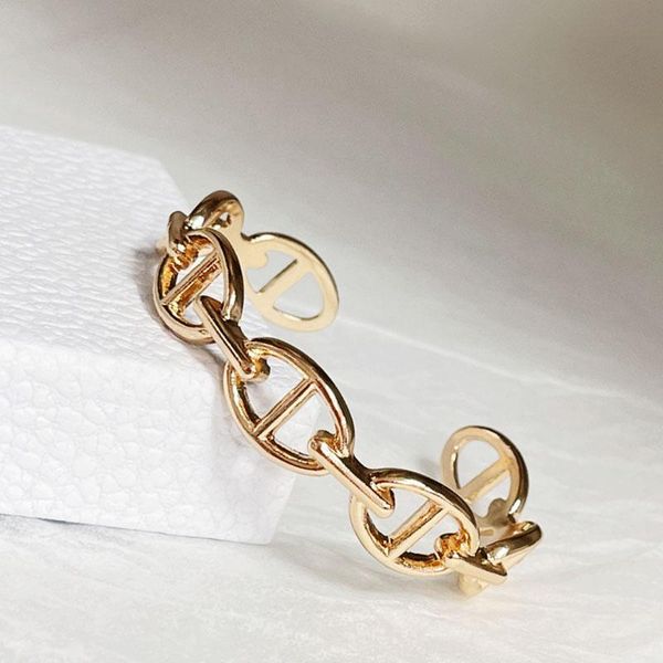 

link, chain 2021 fashion metal simple letter d women bracelet gold for men jewelry adjustable bangle trendy cute g18, Black