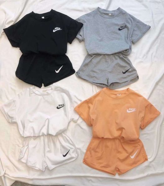 

cotton children's korean set summer short sleeve shorts ins trendy wear, White