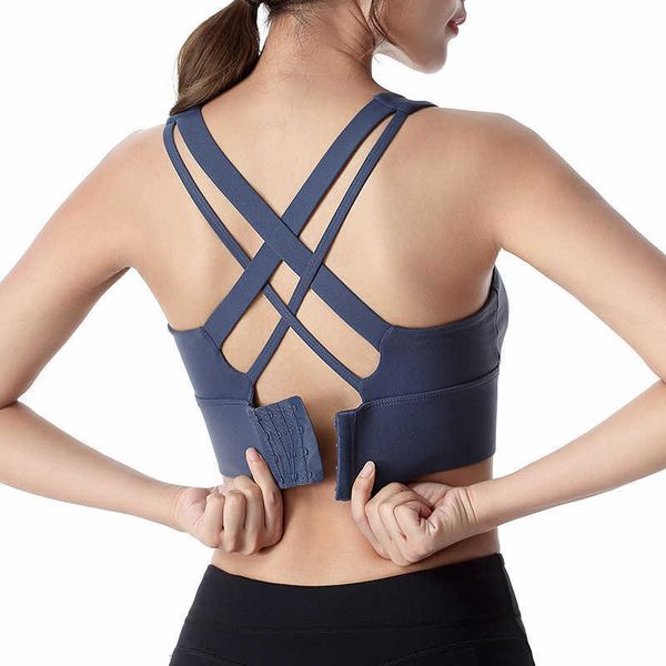 

large size cross back bra yoga running gathered shockproof sports underwear vest, Black;white