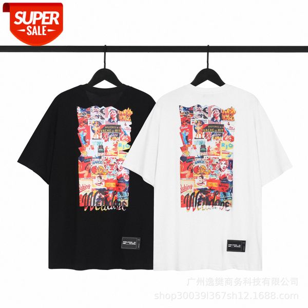 

done movie poster graffiti character print round neck men and women couple short-sleeved t-shirt #qr8x, White;black
