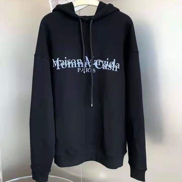

men women front and back alphanumeric loose cotton printed long-sleeved hooded pullover sweater hoodie, Black