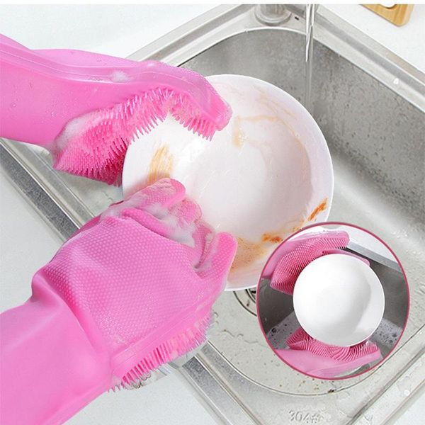 

disposable gloves 1pair silicone cleaning multifunction magic dish washing kitchen household scrubbing