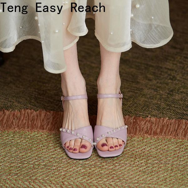 

sandals ladies 2021 summer woman fashion square hight heels office lady elegant ankle strap beige purple, Black