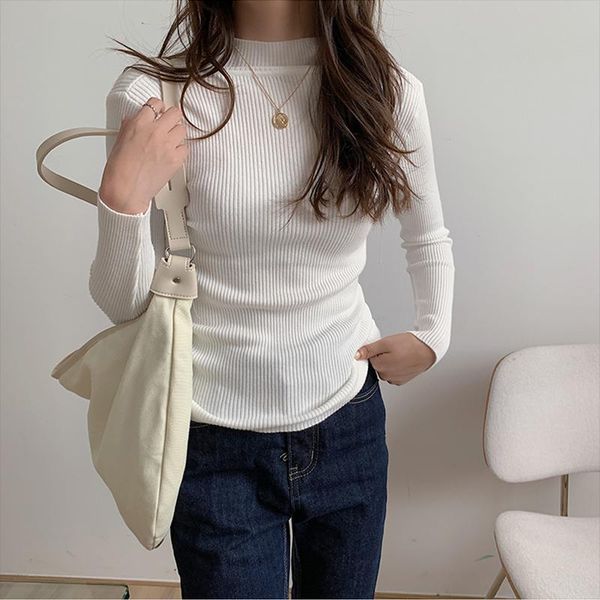 

women's sweaters basic knitted women autumn winter turtleneck pullovers primer shirt long sleeve slim-fit tight sweater, White;black