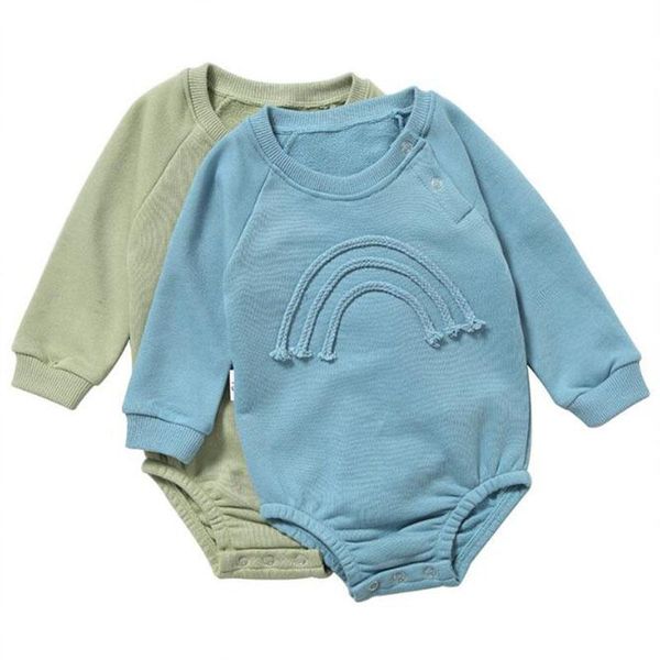 

jumpsuits spring autumn infant baby boy girl rompers long sleeve pure color born clothes, Blue