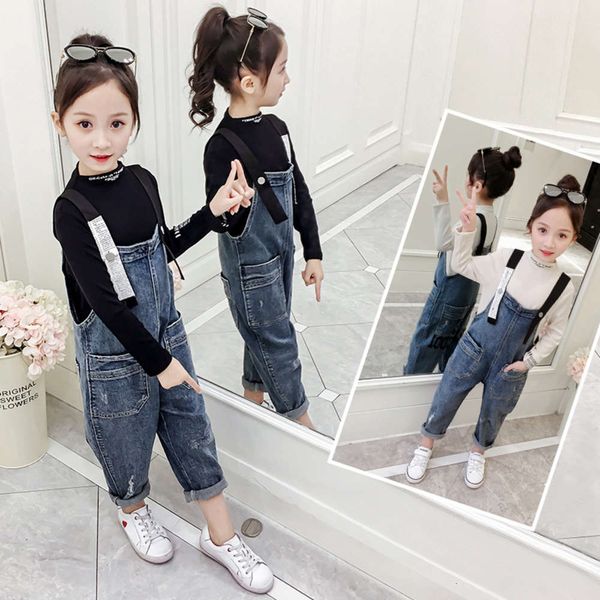 

suspenders autumn 2020 new korean children's girls' fashionable net red bottomed jeans suit, Blue