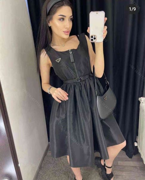 

brand dress women designer clothes pd brand black dresses cotton belt sleeveless skirt high-end designer clothing women, Black;gray