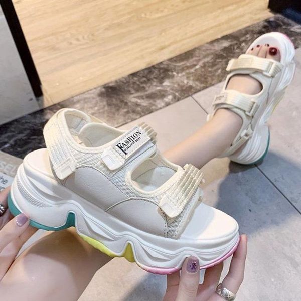 

dress shoes 2021 summer vacation beach sandales women platform sandals rome woman sport high heel casual ladies, Black