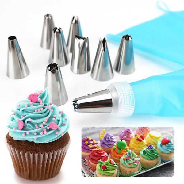 

26pcs pastry bag and nozzles set reusable icing piping cream pastry nozzles kitchen cake decorating tools instock