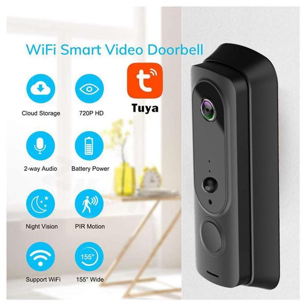 

doorbells wifi doorbell with two-way conversation, infrared night vision pir body detection tool (tuya smart app)