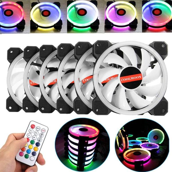 

6pcs rgb cooling fan computer case pc fan 120mm quiet control cooler for aura sync computer cooling fans with remote control