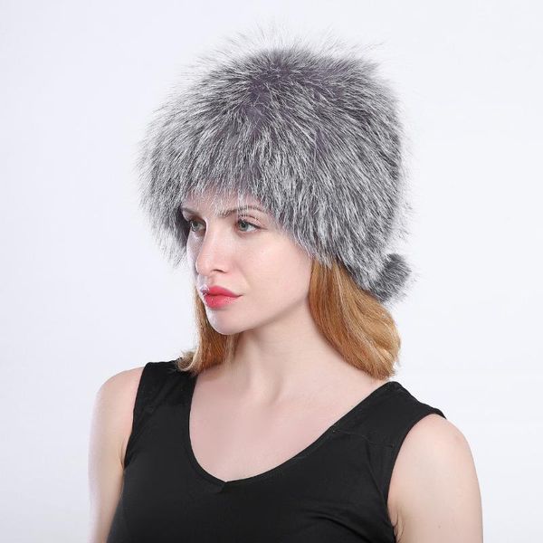 

trapper hats winter warm woman fur hat, knitted 2021 fashion hat, Blue;gray
