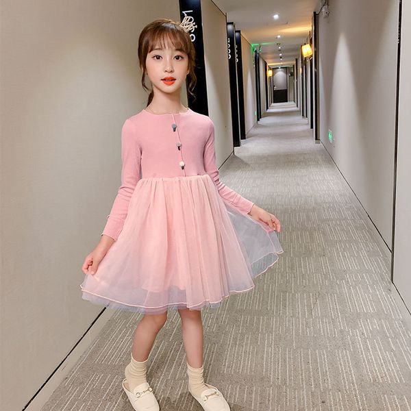 

2021 big ed in sh for autumn crocheted child casual style girl solid color new spring clothes t8wb, Red;yellow