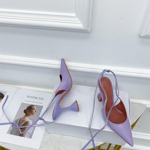 

sandals high heels women's ankle cross straps baotou pointed back hollow crystal temperament dress large size 35-42, Black