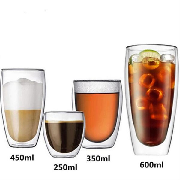 

wine glasses heat-resistant glass cup double-layer mug milk insulated health coffee short 1pc