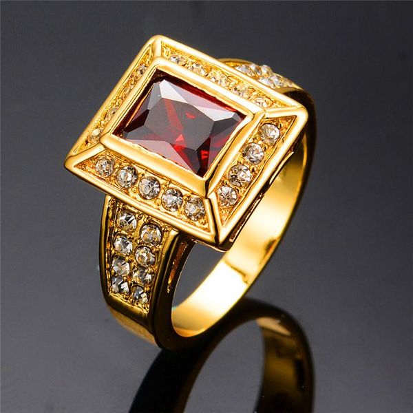 

wedding rings luxury female red crystal zircon ring fashion gold color unique style promise engagement for women, Slivery;golden