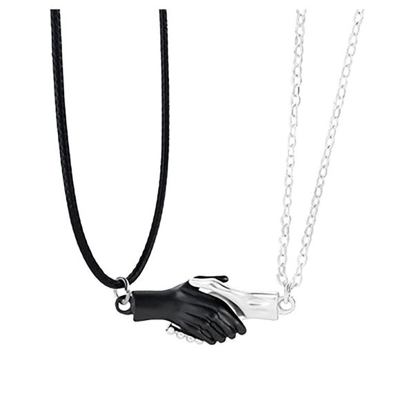 

pendant necklaces fashion design 1 set hold magnet to attract your couple hand magnetic daily party jewelry gift for lover, Silver