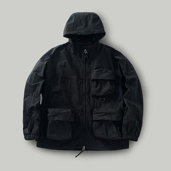 

men's jackets men's jacket autumn 2021 male functional wind multi-pocket hooded tooling trendy brand, Black;brown