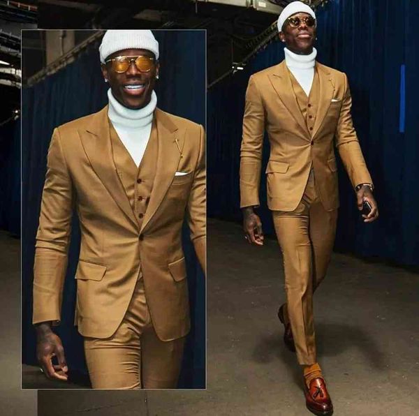 

men's suits & blazers 2021 brown lapel spike suits hombre male 3 fine fitting of groom tuxedo blazer wedding jacket (jacket + pants ves, White;black