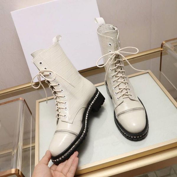 

boots 2021 women ankle booties woman fashion genuine lether lace up short motorcycle for, Black