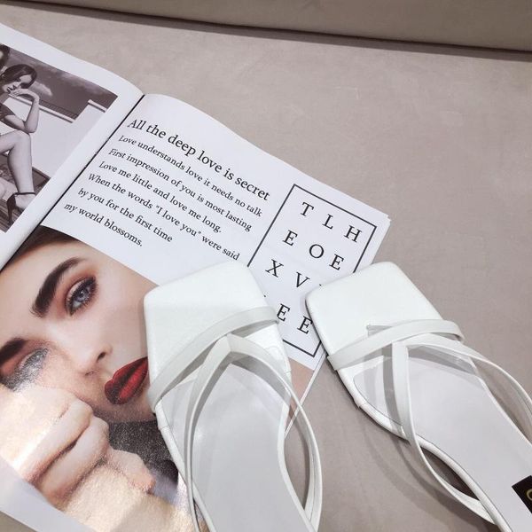 

slippers 2021 wind wear thin heel square head holiday, Black