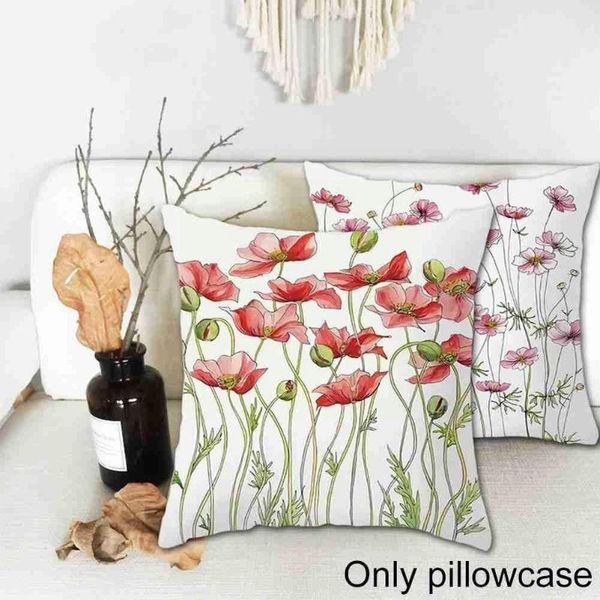 

pillow case simple flower printing square pillowcase home decoration cover sofa car bedroom office cushion l6d9