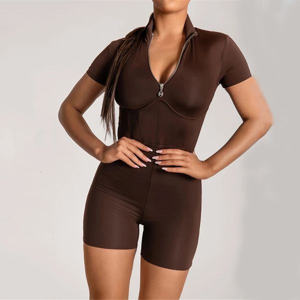 

2021 new sweatsuit playsuit suit fitness overalls sportswear with zipper 7kff, Gray