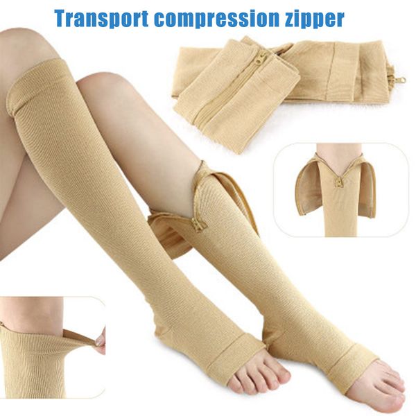 

compression socks running sports calf support zipper closure elastic knee socks sn-hot
