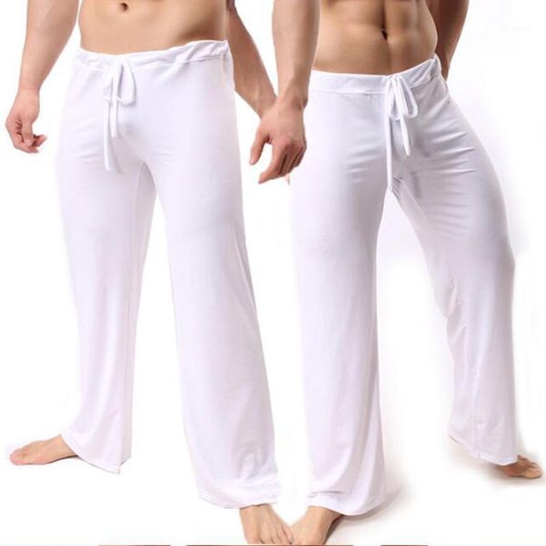 

men's sleepwear brand man long pant comfy breathable slip mans sleep bottoms casual trousers homewear see through pajama pants, Black;brown