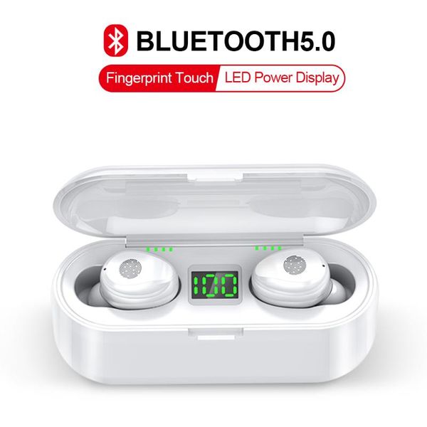 

headphones & earphones f9 bluetooth 5.0 sport earbuds headset wireless led power display suitable for sports waterproof earbud
