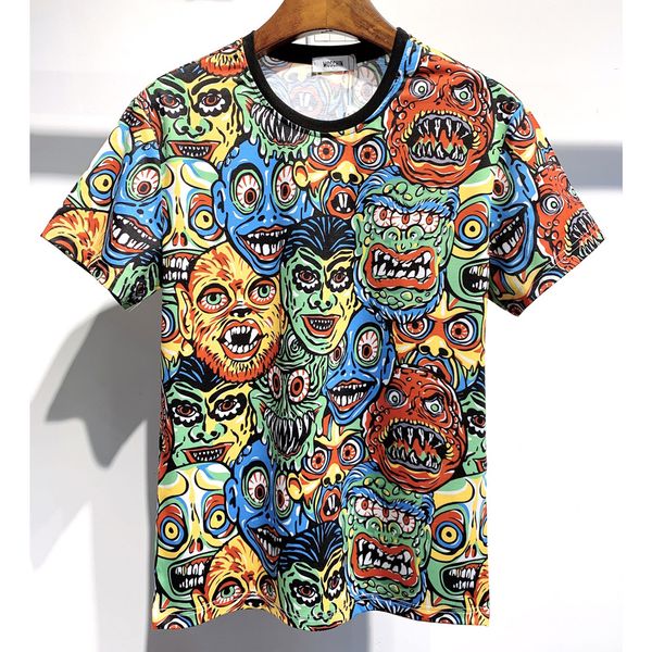 

summer fashion men's t-shirt color pattern short sleeve cotton m-3xl, White;black