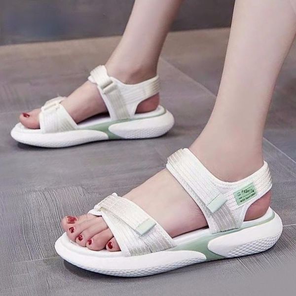 

sandals 2021 flat women summer cotton hook & loop sneakers bottom letter beach sandal chunky woman shoes, Black