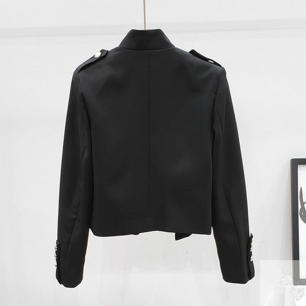 

autumn fashion black blazers women casual streetwear slim long sleeve lady suit jacket diamonds short blazer coat female c3oy, White;black
