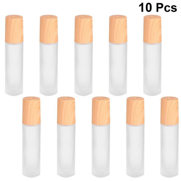 

storage bottles & jars 10pcs 10ml essential oil roller bottle empty glass with rolling bead for smear sample(frosted color)